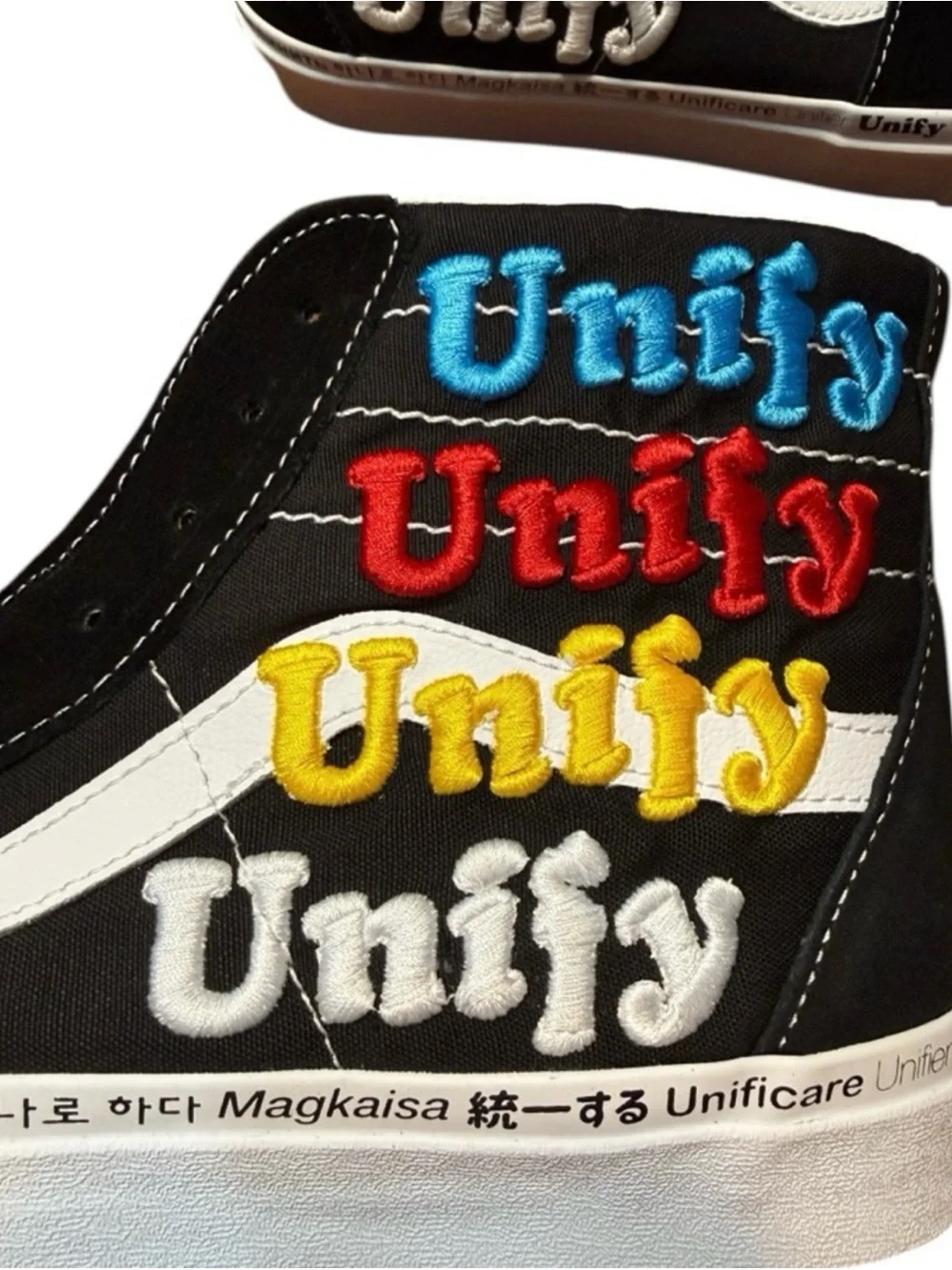 Vans Black High-Top Sneakers with Multicolor 'Unify' Embroidery